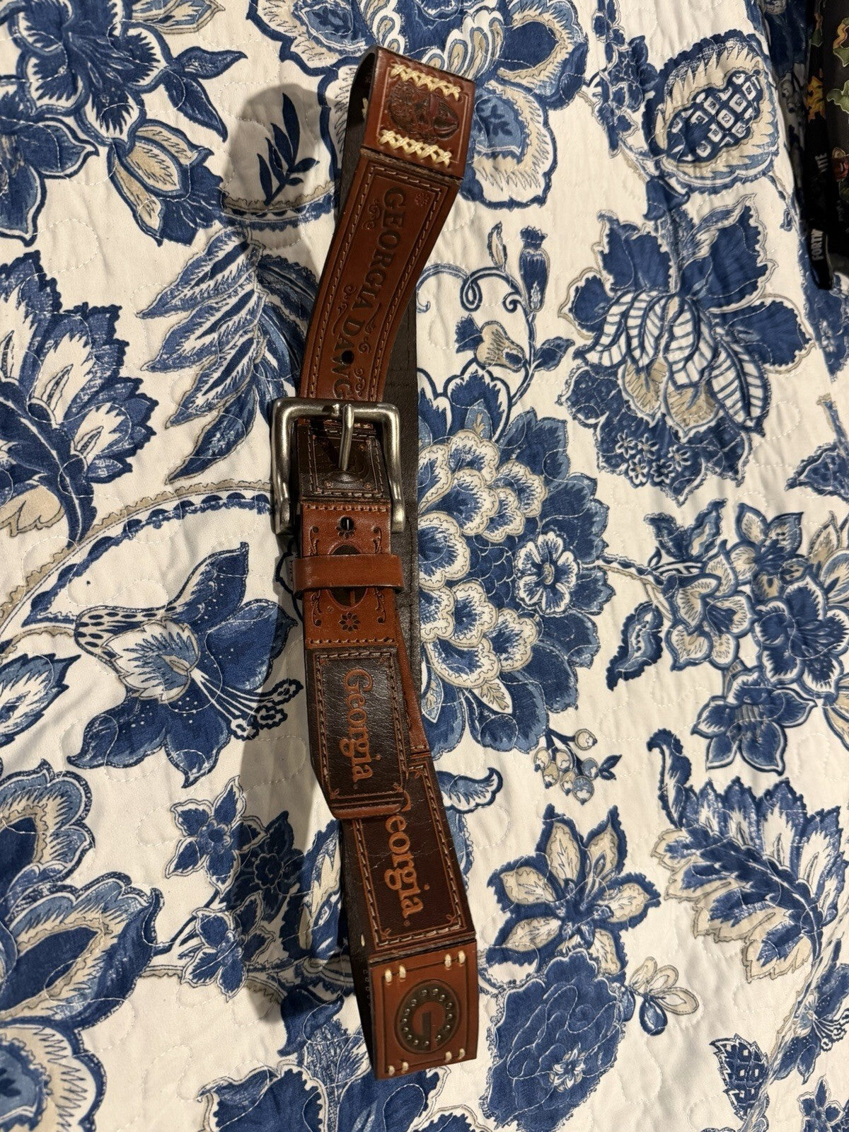Georgia Bulldog Leather Belt Size M