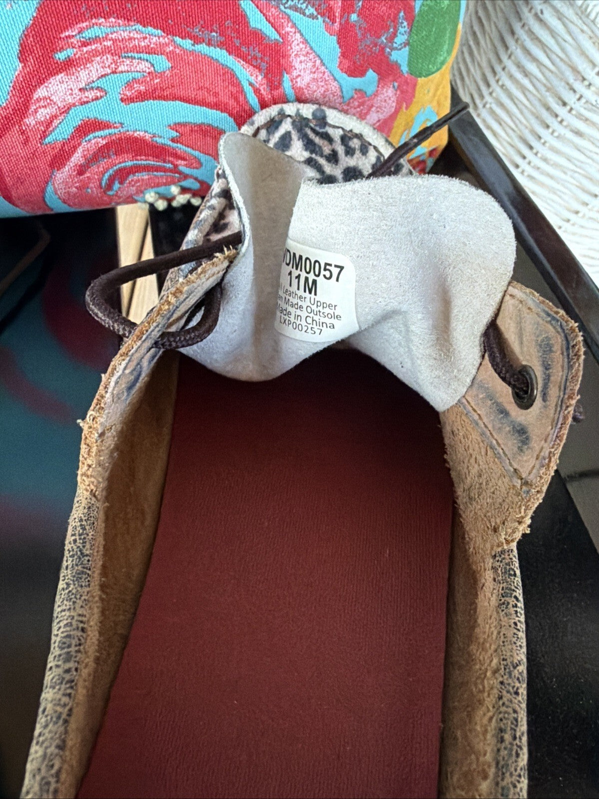Brown Suede Casual Shoes with Leopard Print Interior, Size 11M