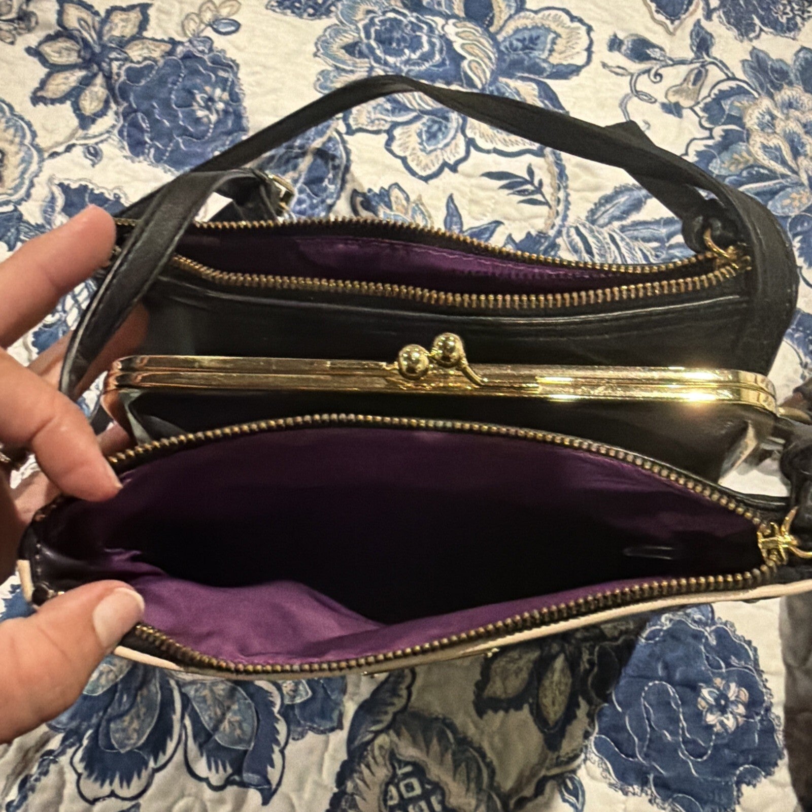 Nine West Croc-Embossed Crossbody Bag with Beige Trim