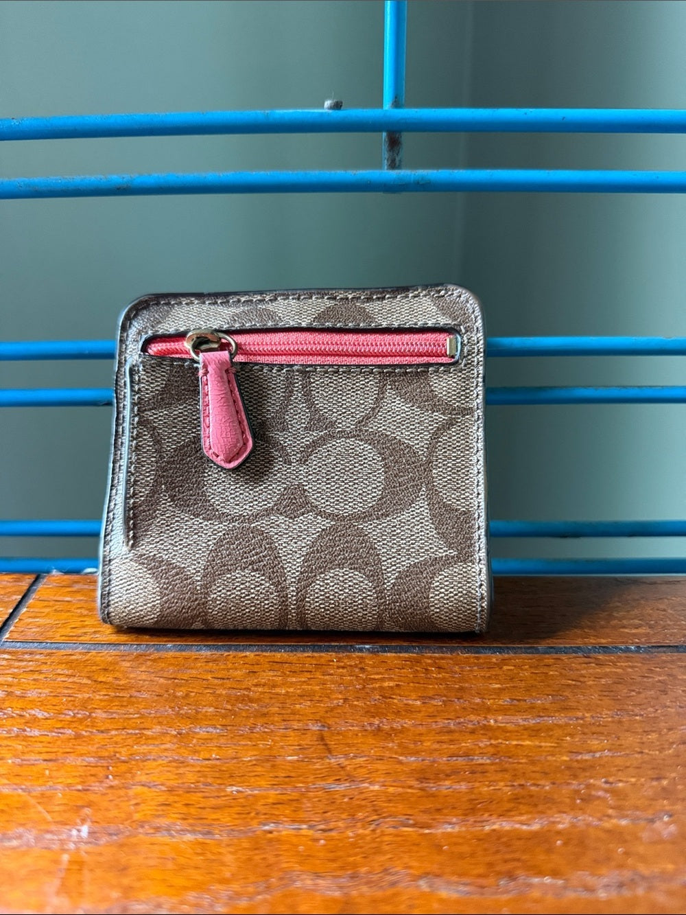 Coach Signature Canvas and Leather Compact Wallet
