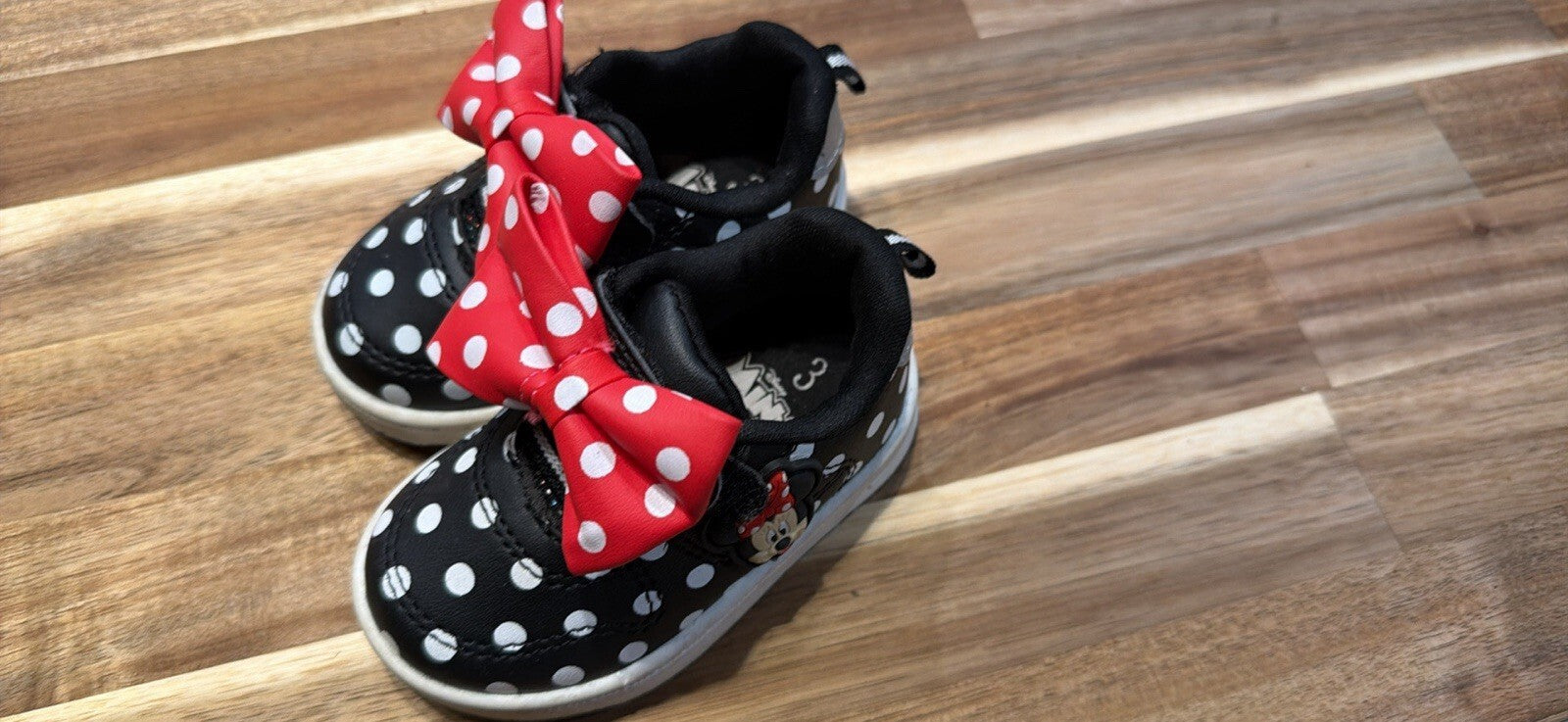 Disney Minnie Mouse Toddler Sneakers with Red Polka Dot Bow