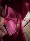 Cocco Pink Woven Handle Handbag with Satin Accent