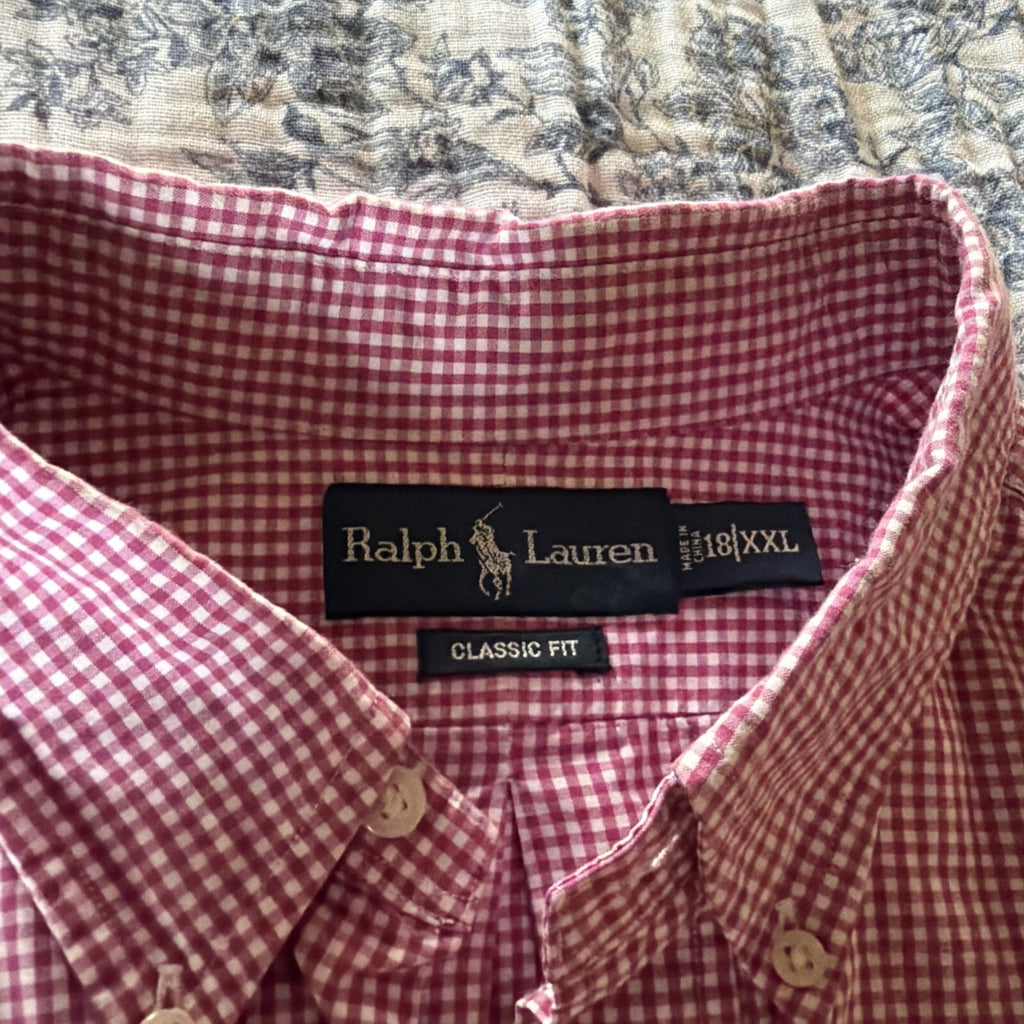 Ralph Lauren Classic Fit XXL Button-Down Shirt Red Checkered