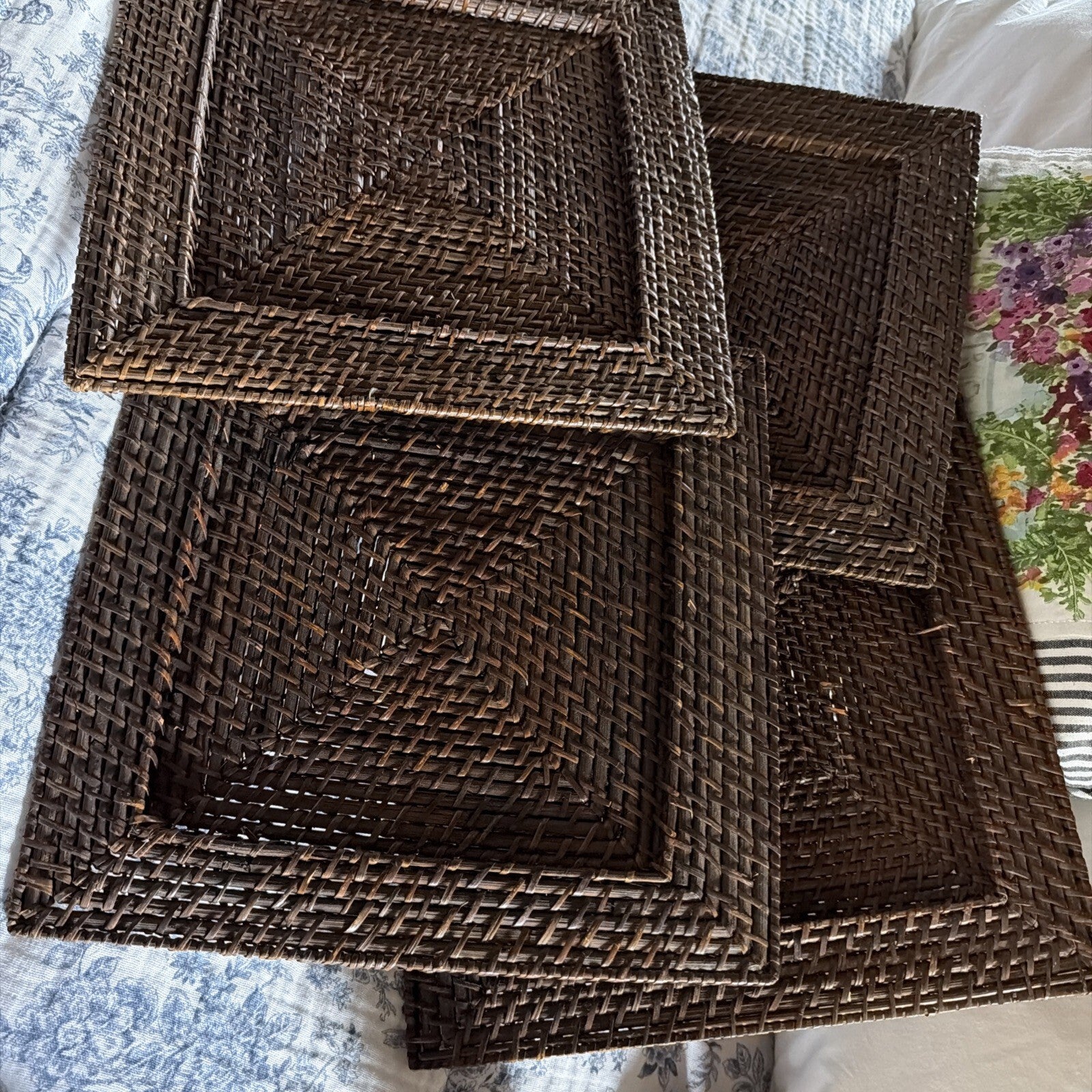 Set of 4 Square Woven Rattan Placemats