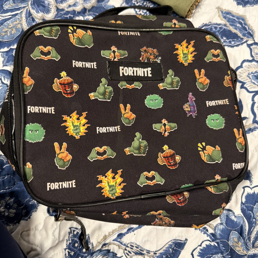 Fortnite Insulated Zipper Lunch Bag with Handle Black