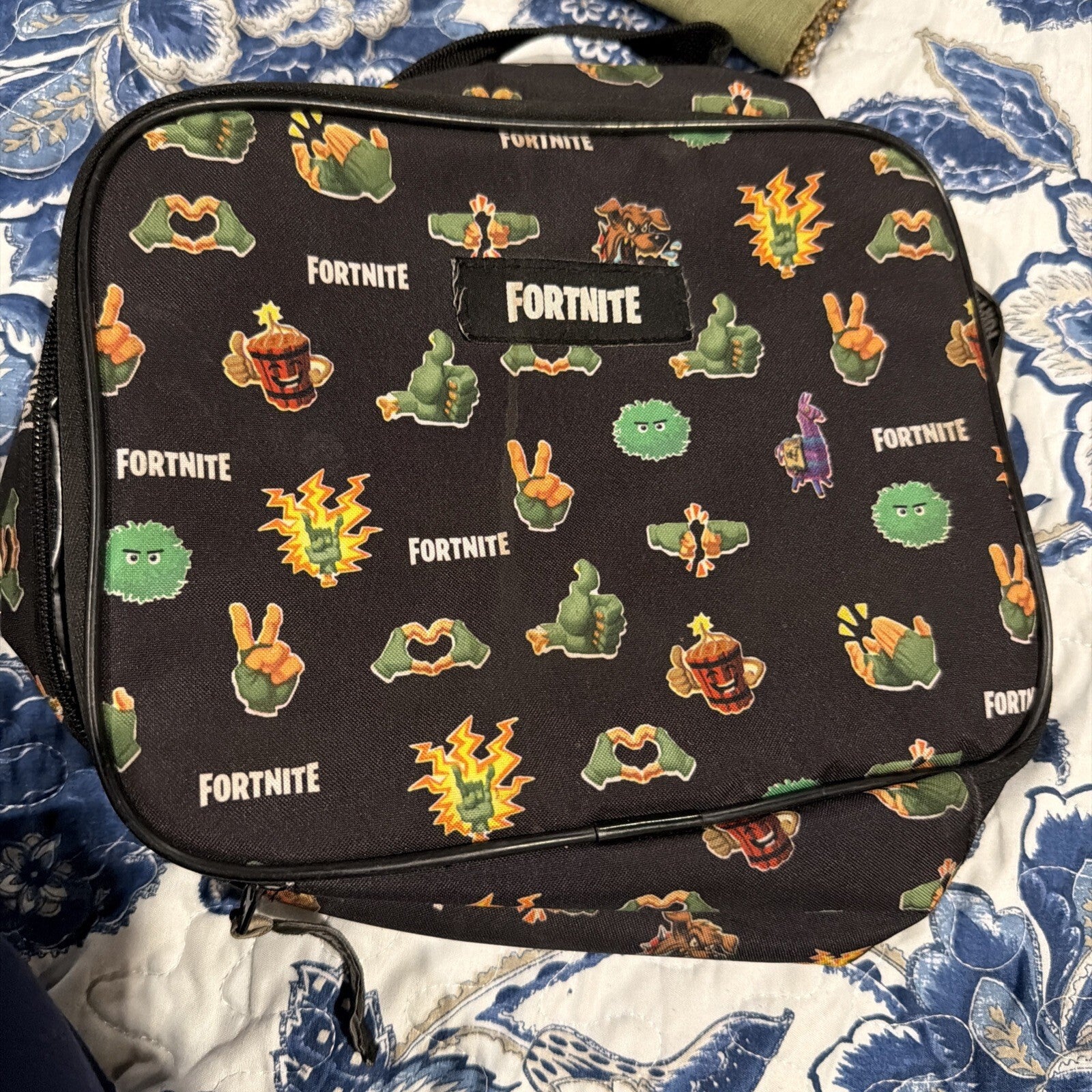 Fortnite Insulated Zipper Lunch Bag with Handle Black