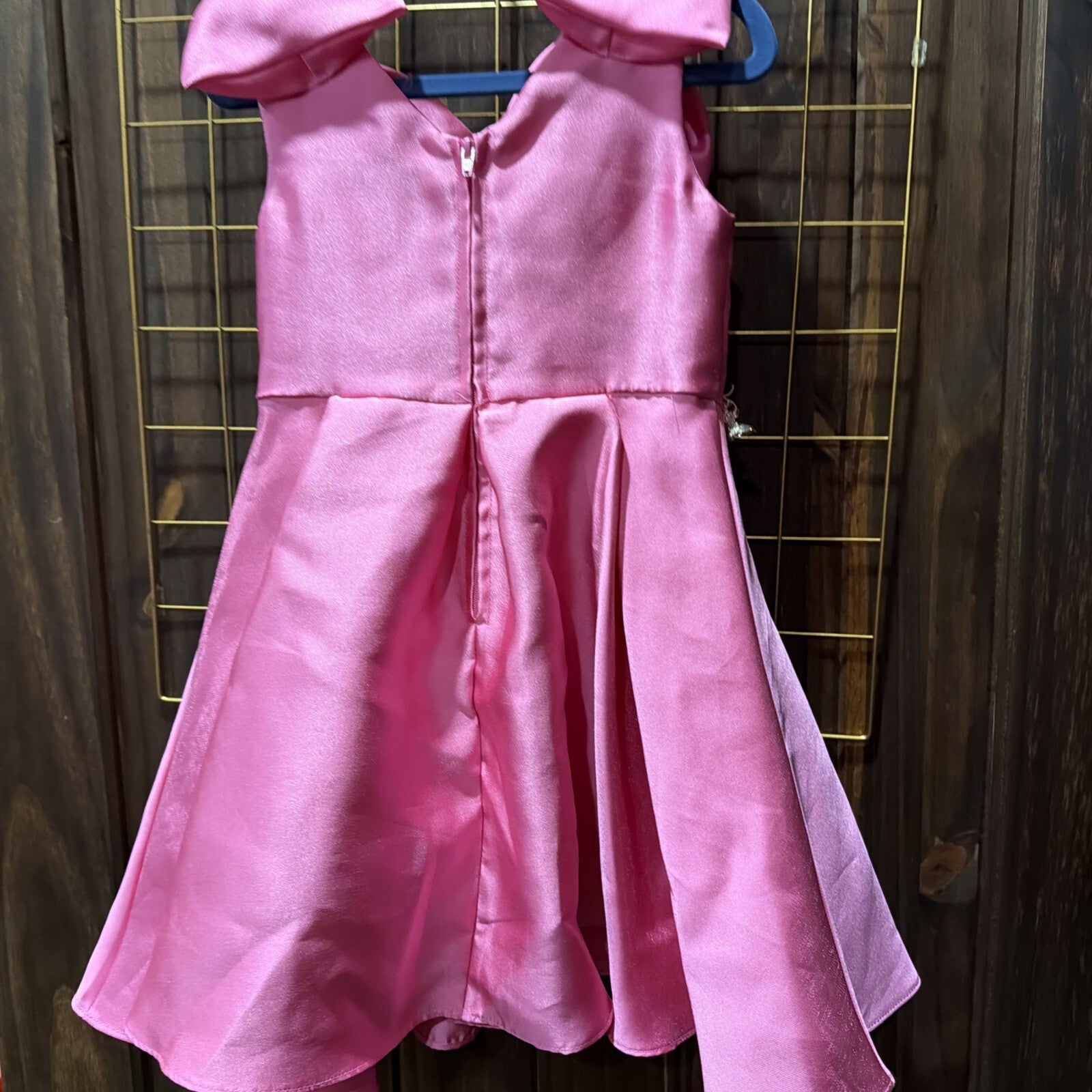 Rare Editions Hot Pink Shiffon Sleeveless Dress Girls Size 4 With Rhinestones