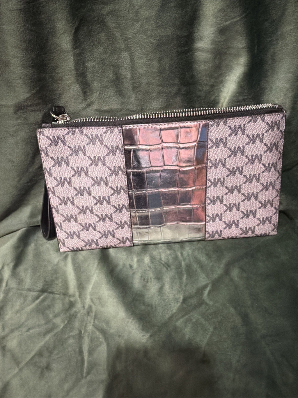 Michael Kors Signature Logo Wristlet with Croc-Embossed Accent