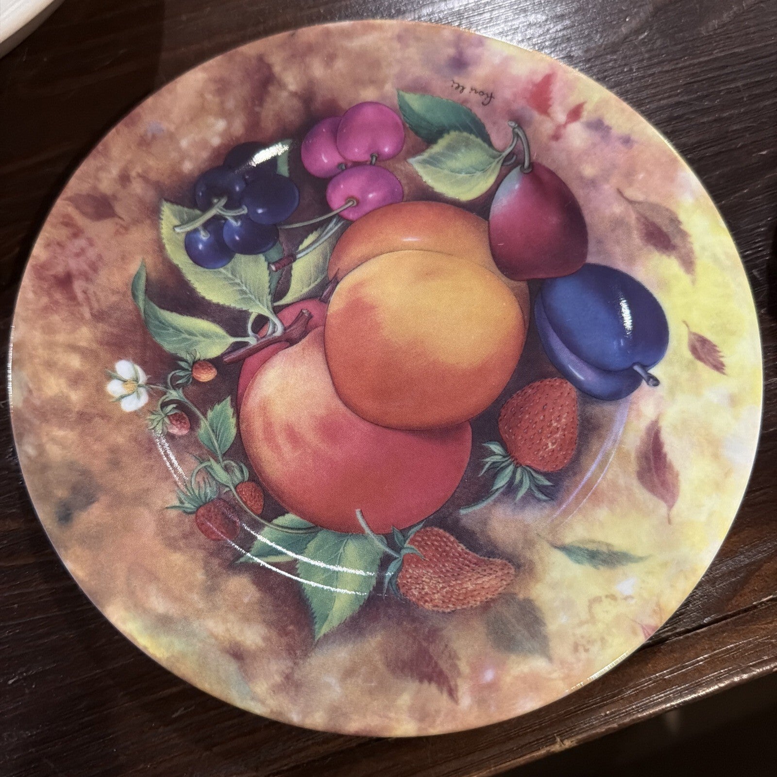 Godinger St. Martin Email de Limoges Decor Plates 10" Fruit/Floral