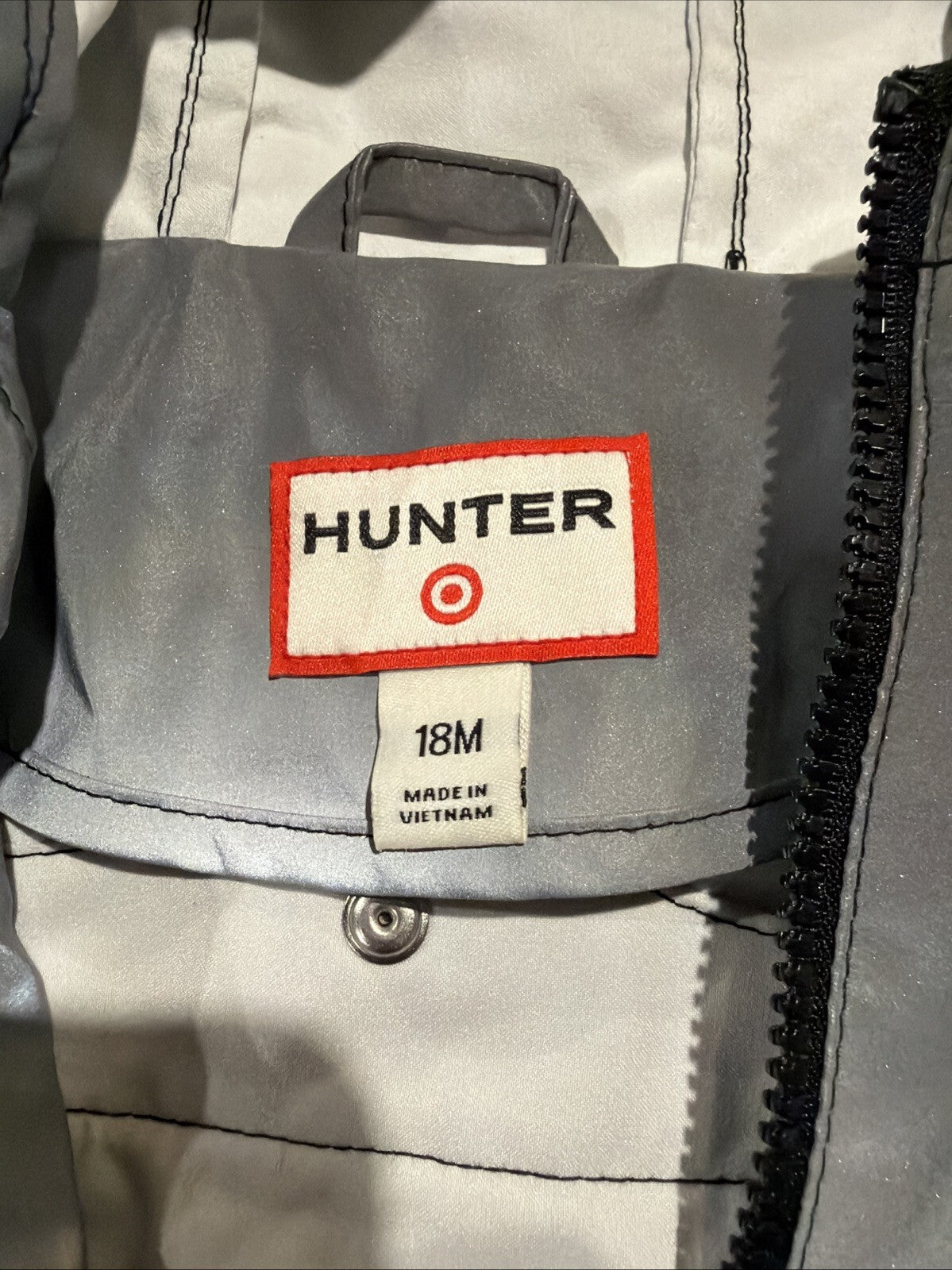 Hunter Toddler Gray Hooded Rain Jacket 18M